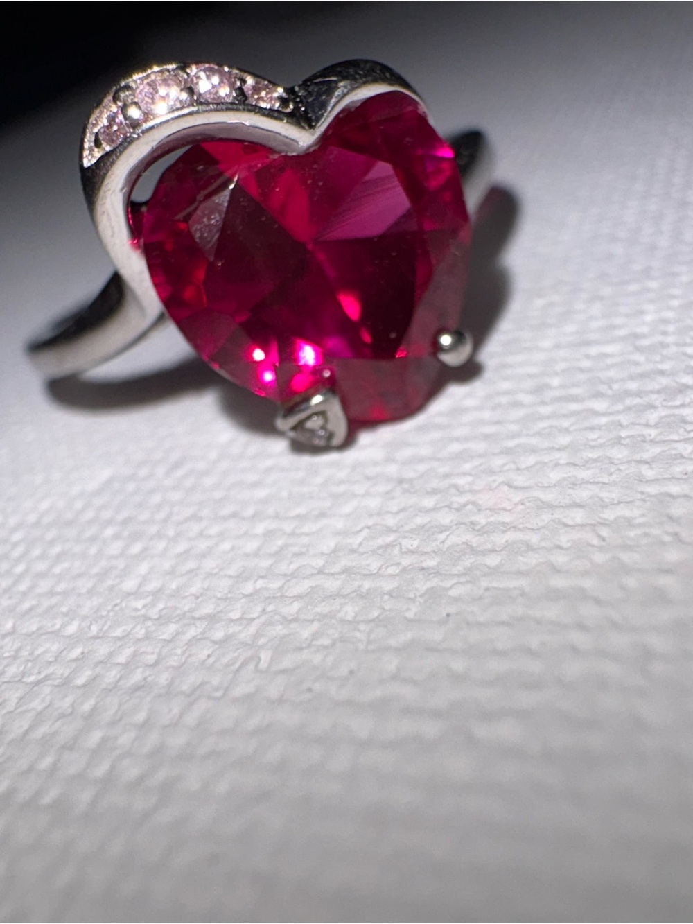 Heart-Shaped Pink Crystal Ring - Silver Tone from Stauer quality